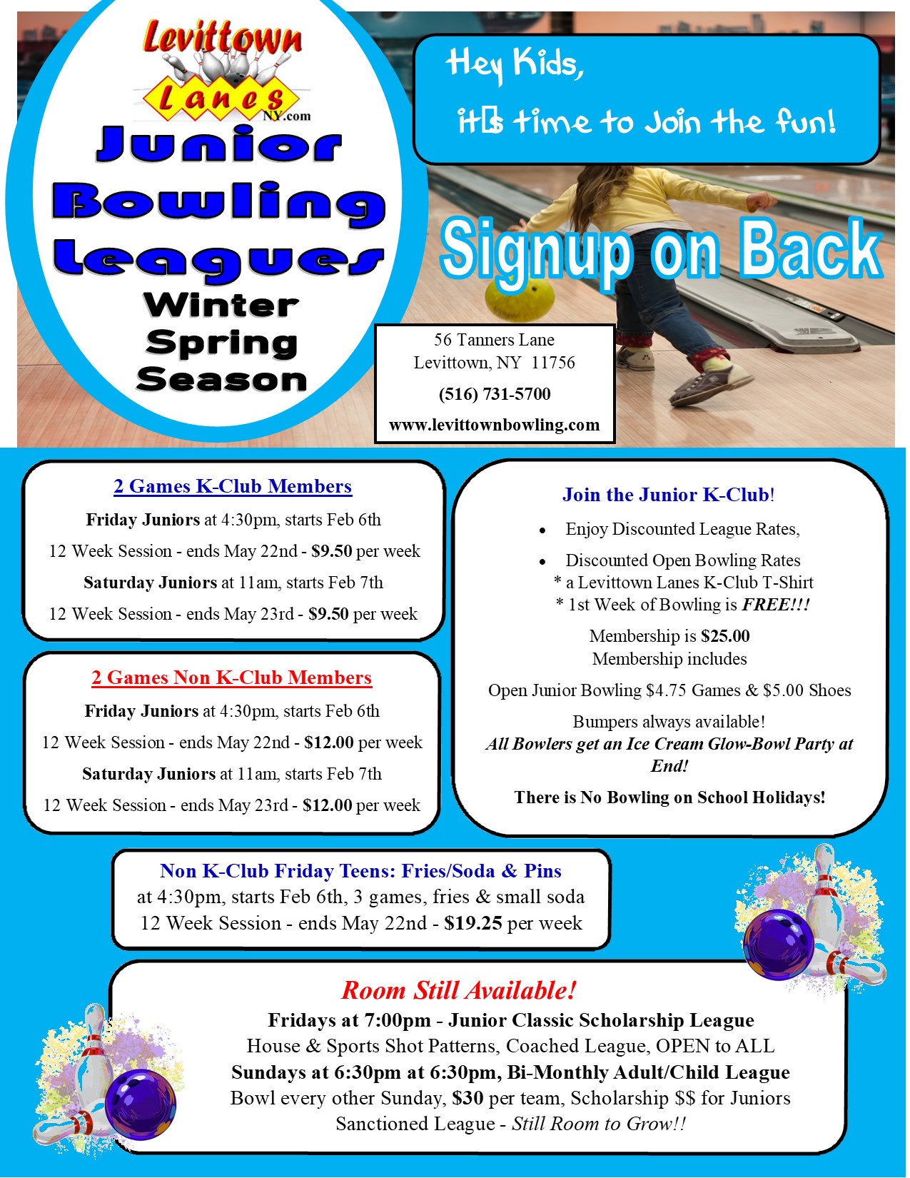 Our Fall/Winter 25/26 Junior League starts at Levittown Lanes